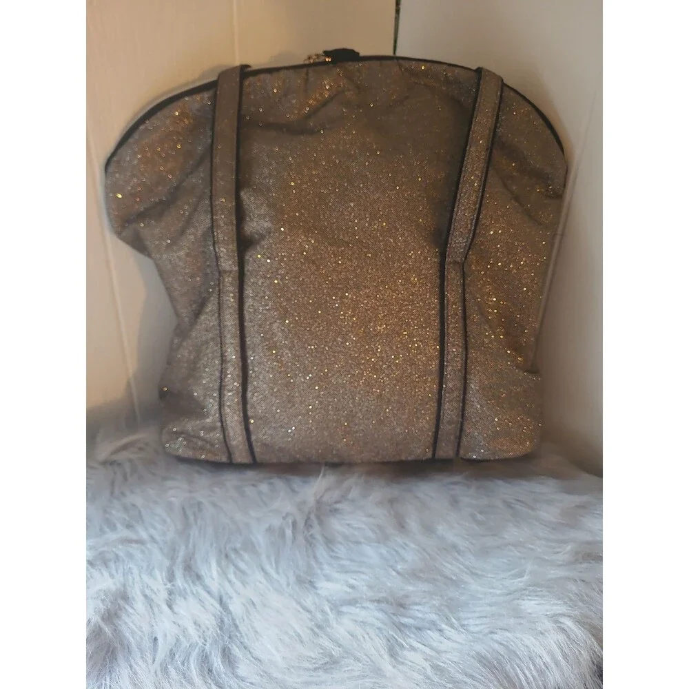 Victoria’s Secret Glitter Tote Bag Sparkly Gold Shimmer Shoulder Bag Large